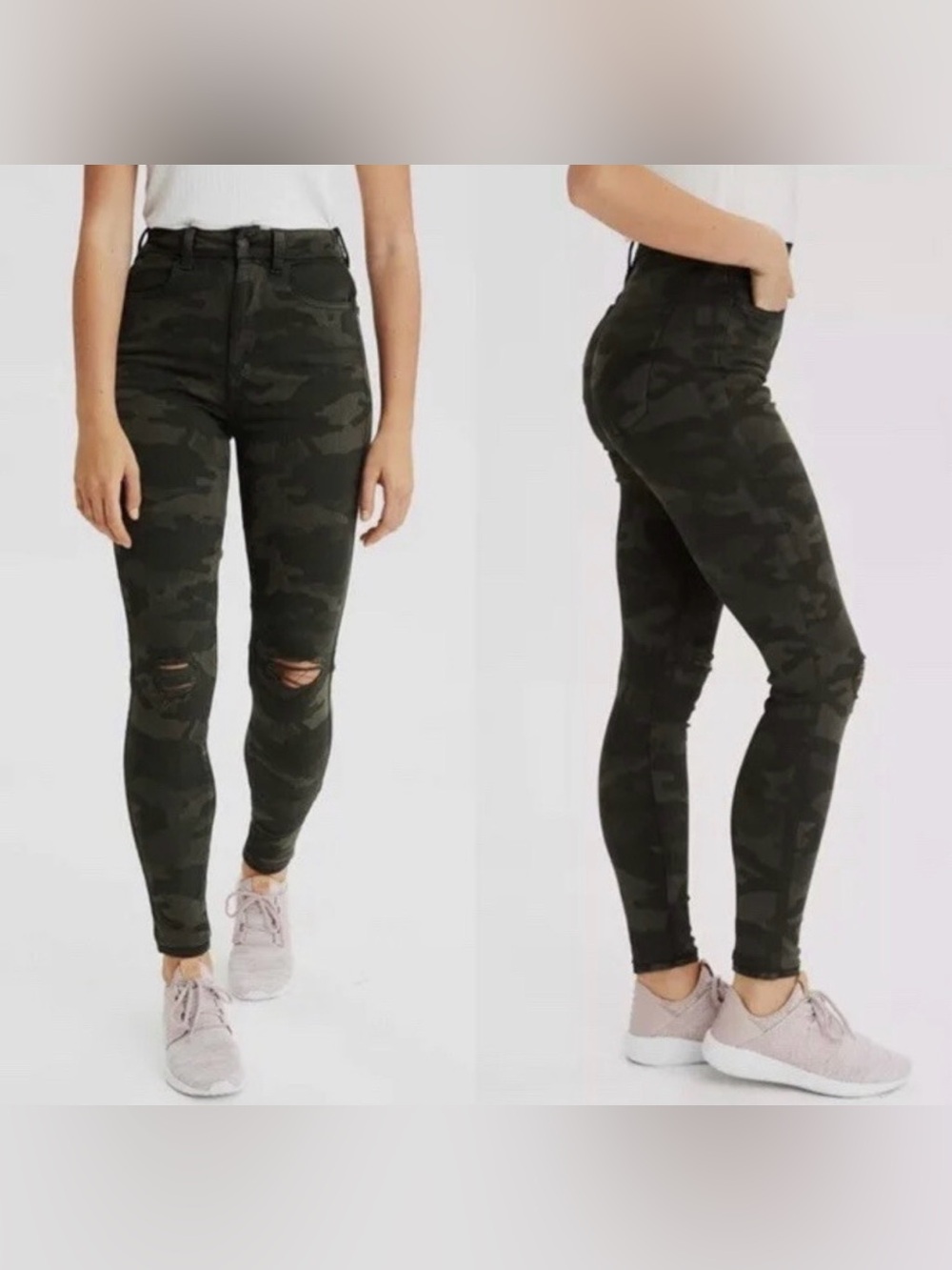 American Eagle Distressed Curvy Super Hi-Rise Jegging